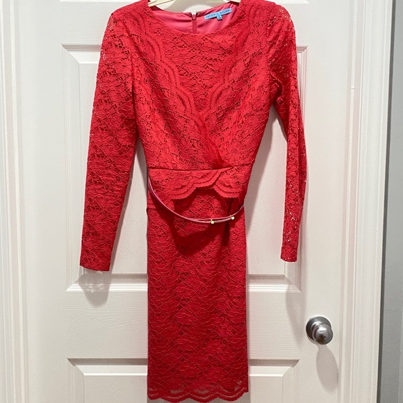 ANTONIO MELANI | Dresses | Antonio Melani Long Sleeve Hot Pink Lace Dress |  Poshmark